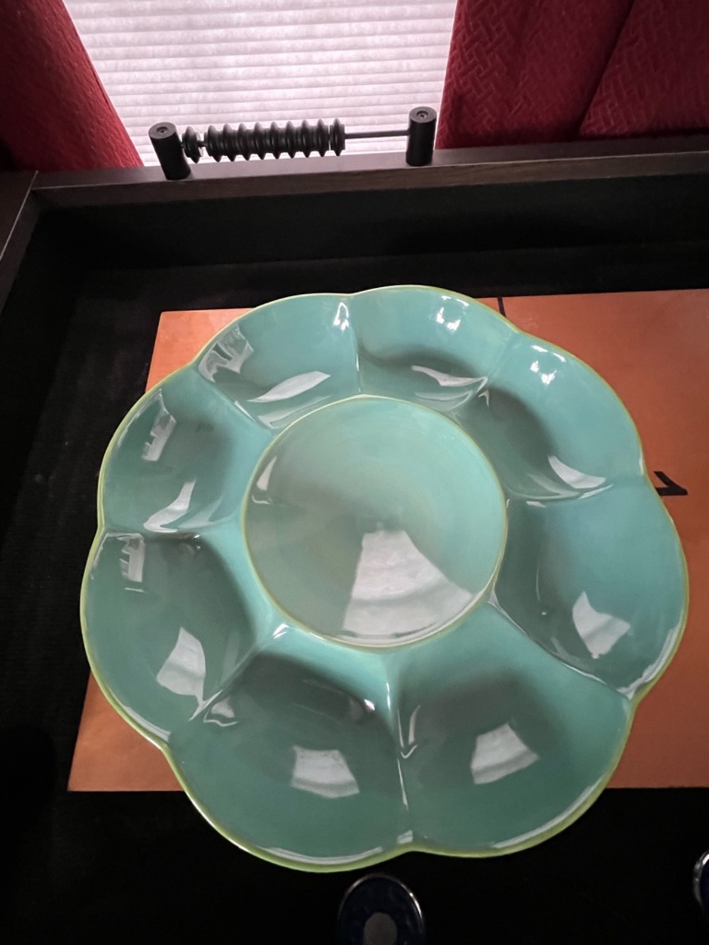 Gail Pittman Provence Green Blue Chip and Dip Platter